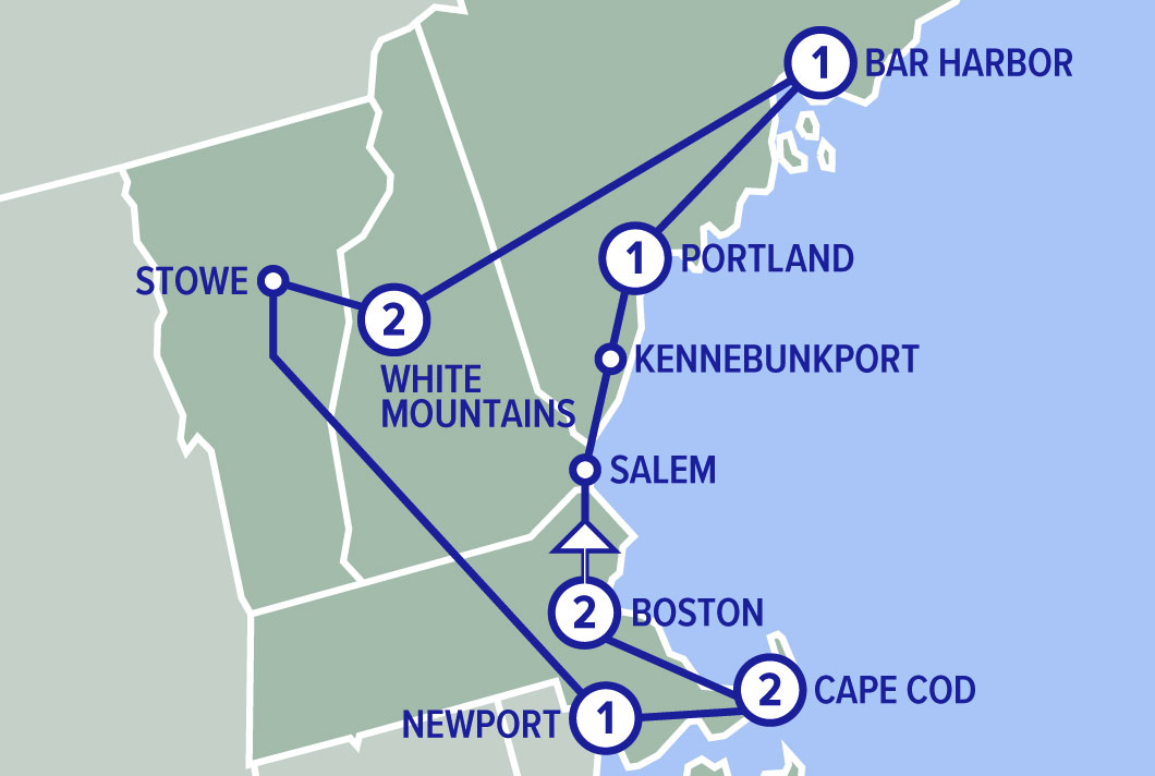 Karta för upptäck New England, USA